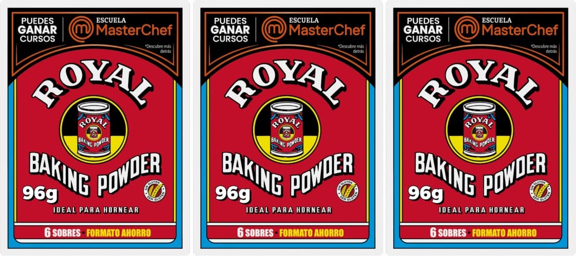 Royal Baking Powder | Fermento em pó para bolos embalagem de 6 x 16 g, 3 caixas