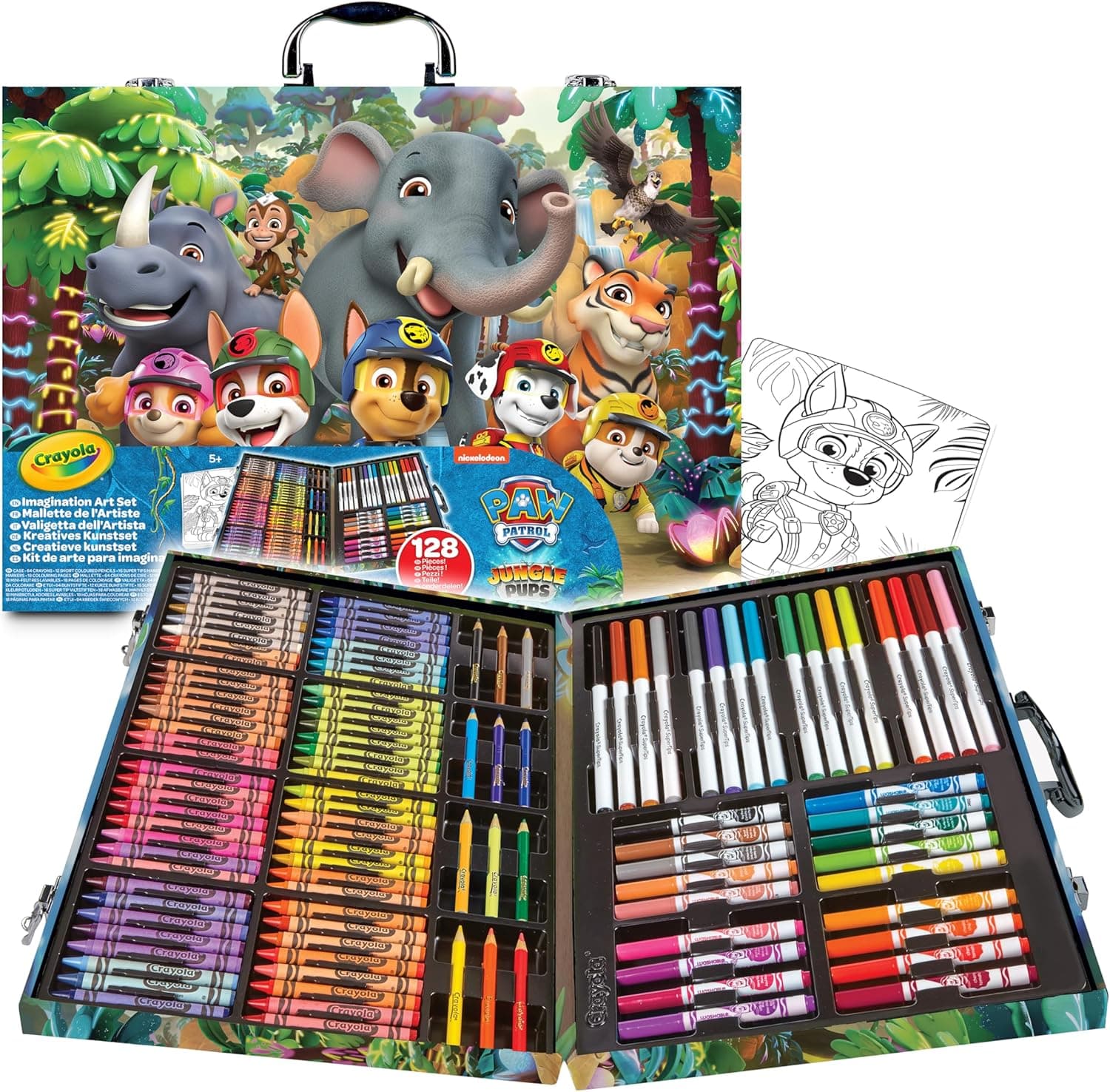 CRAYOLA - Pasta de pinturas a patrulha canina: O superfilme, jogo criativo com 128 peças, canetas de marca, lápis, ceras, atividade criativa e presente para crianças, a partir dos 3 anos