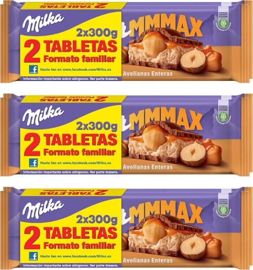 Milka - Chocolate com leite dos alpes recheio de caramelo e avelãs inteiras, 300 g x 6