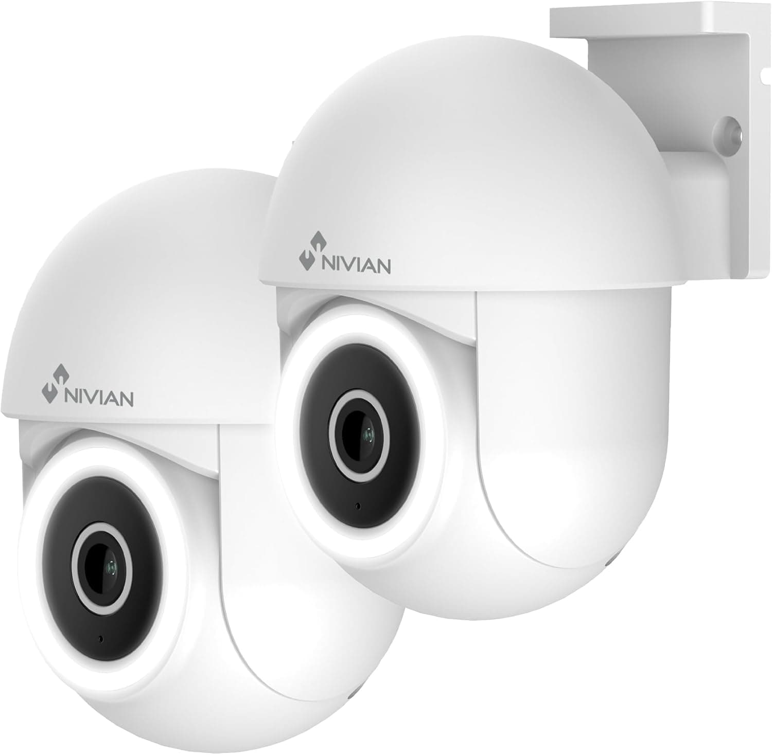NIVIAN - Câmara PTZ WiFi Mini 2K, 2,4 Ghz | visão noturna, deteção de movimento e auto-tracking | IP65 exterior | compatível com Alexa e Google Home, Control App Tuya (Pack de 2 câmaras WiFi Ptz)