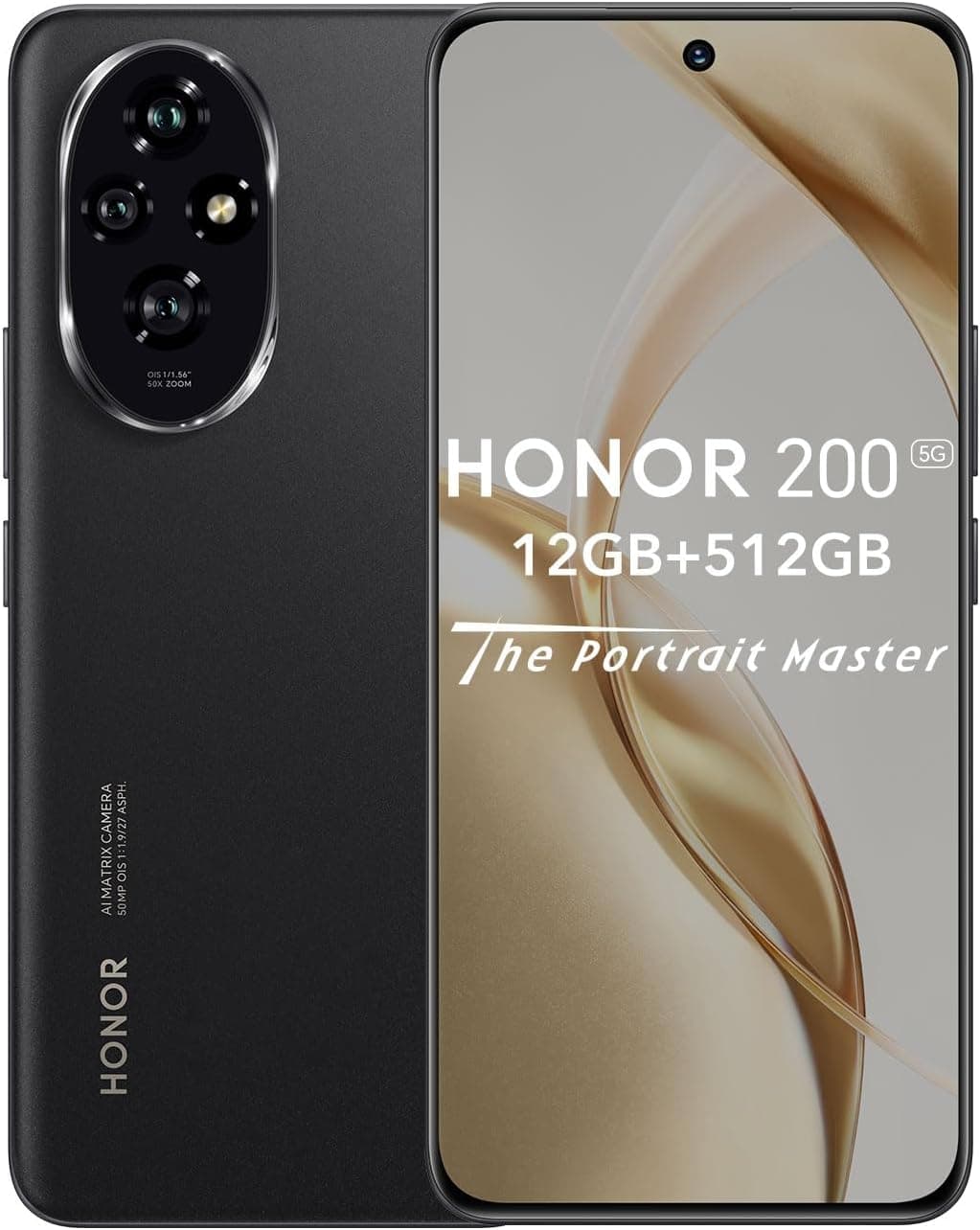 HONOR 200 Smartphone 5G 12 GB 512 GB, 120Hz 6,7" AMOLED, câmara tripla de 50 MP, Snapdragon 7 Gen 3, bateria 5200 mAh, Android 14, Dual Sim, NFC, preto