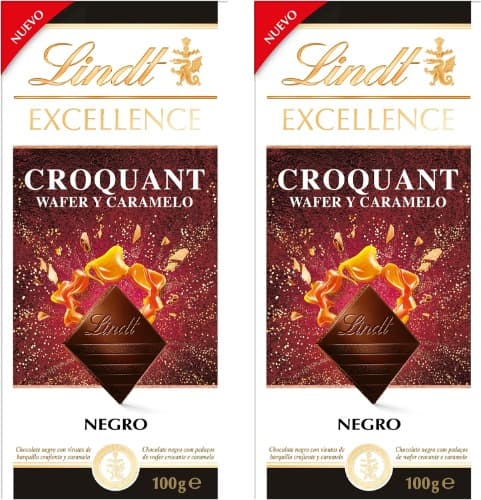 Chocolate Lindt Excellence Croquant Wafer e caramelo, tablet 100g x 2