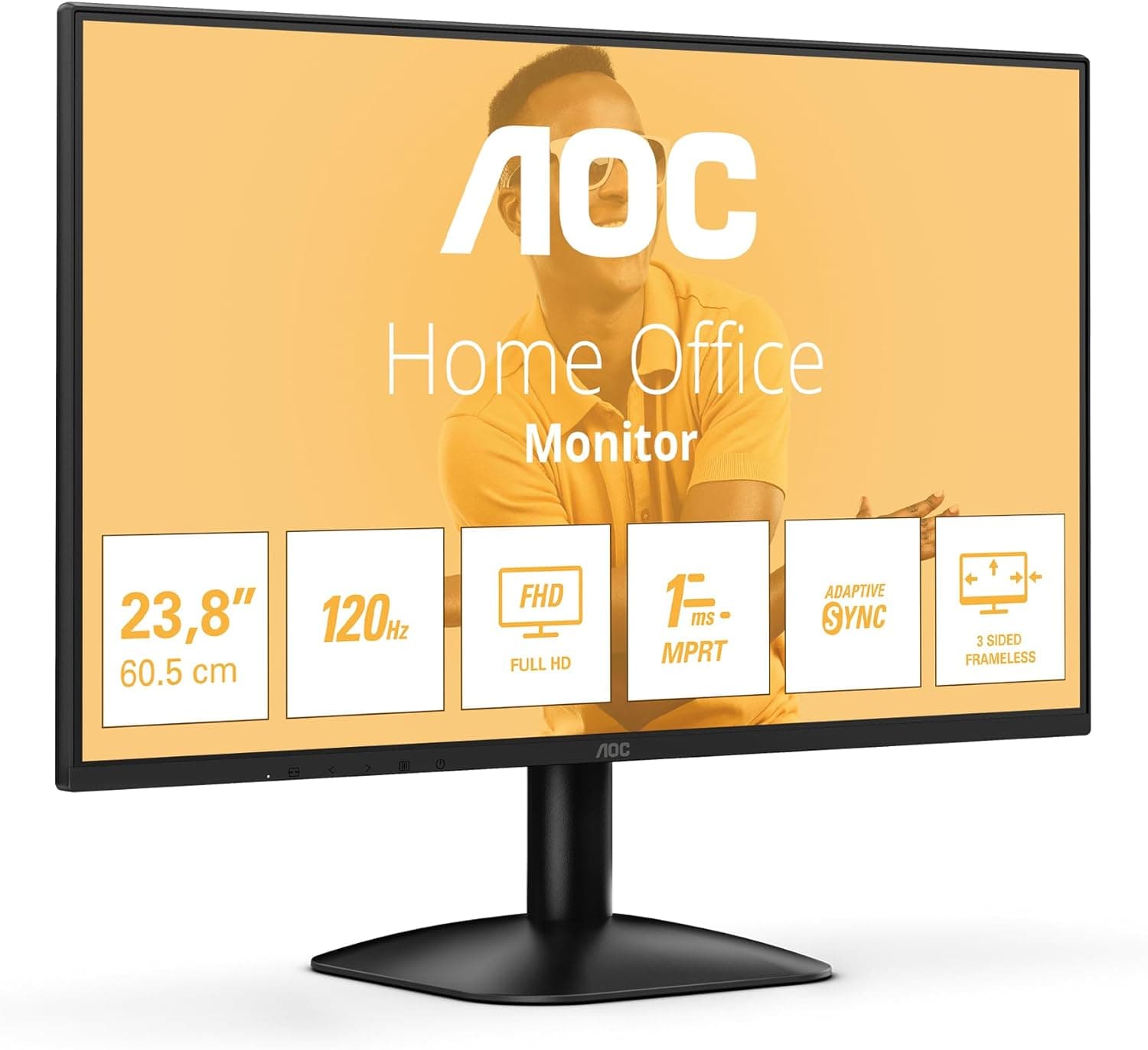 AOC 24B31H Monitor Full HD de 24 polegadas, 120 Hz, sincronização de imagem adaptativa (1920x1080, 1 x D-Sub, 1 x HDMI 1,4) preto
