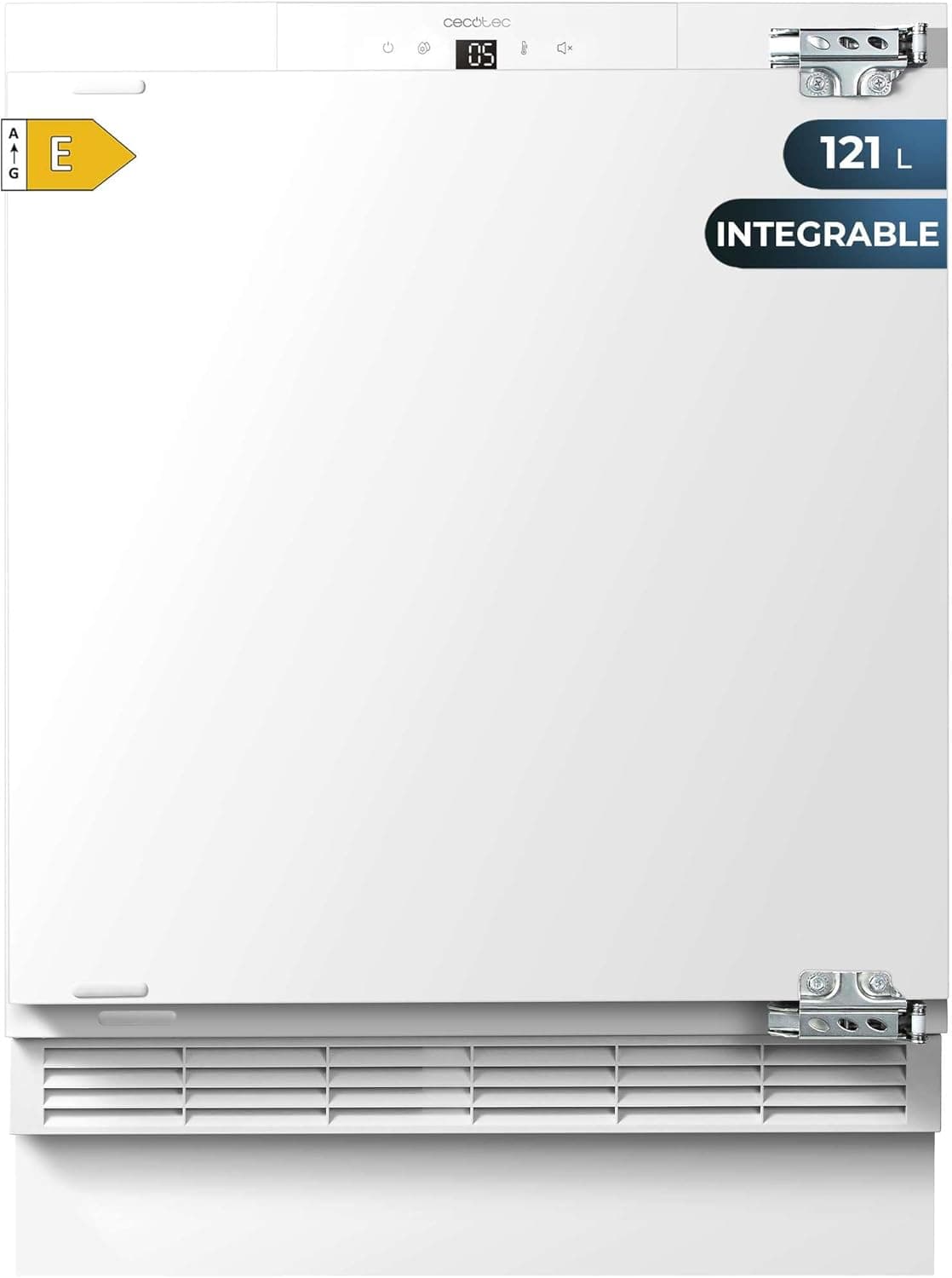 Cecotec Mini frigorífico integrado de 121 l Bolero CoolMarket TT BI 121 White E. Altura 81,8 cm e 59,5 cm de largura, gaveta congelador, Fast Freezing, porta reversível, temperatura regulável, branco