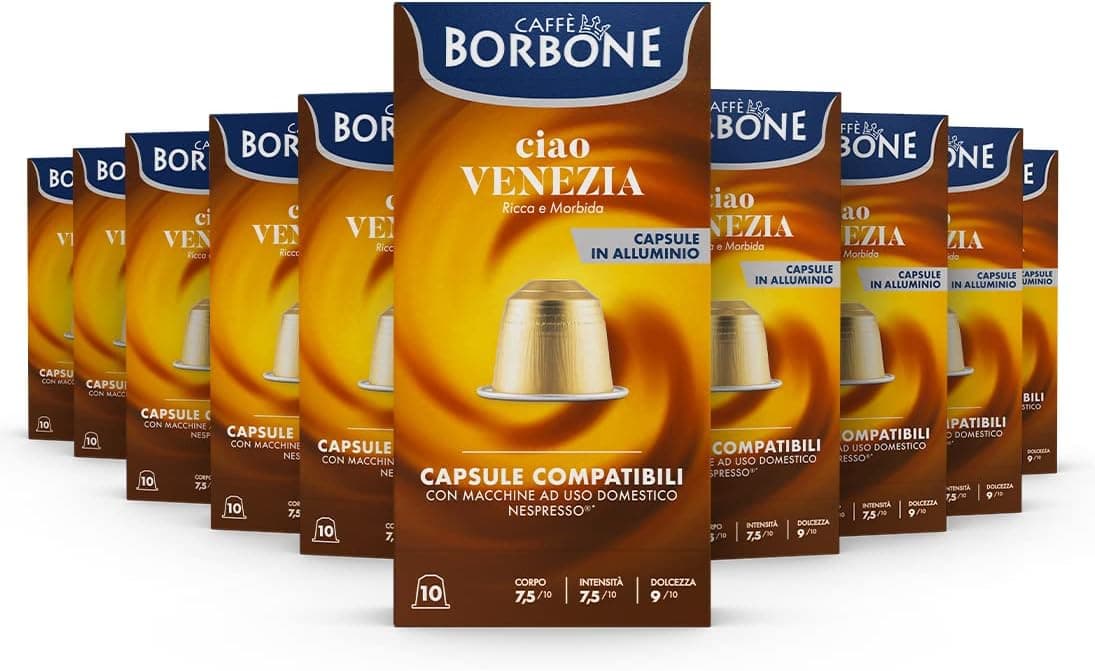 Caffè Borbone Mistura "Ciao Venezia" - 100 cápsulas - Compatível com máquinas de café de uso doméstico Nespresso