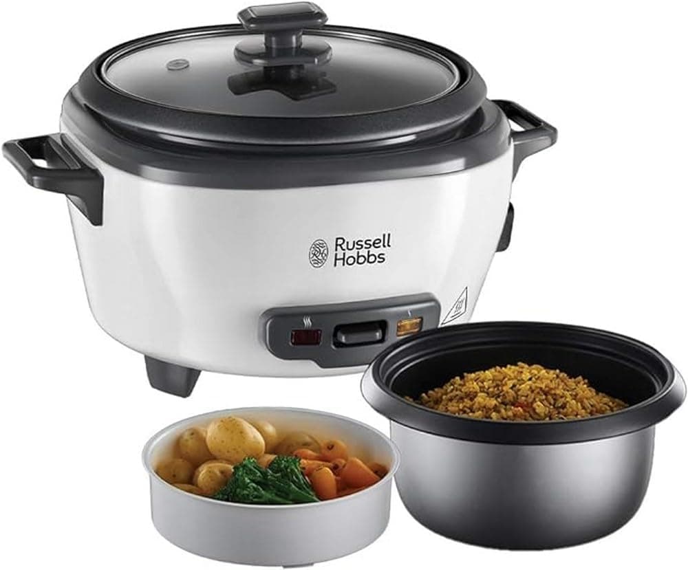 Russell Hobbs Brco, 6 porções, média, função de manutenção de calor, desligamento automático, antiaderente, cesta para cozinhar, máquina de lavar louça, 300 W, 27030-56