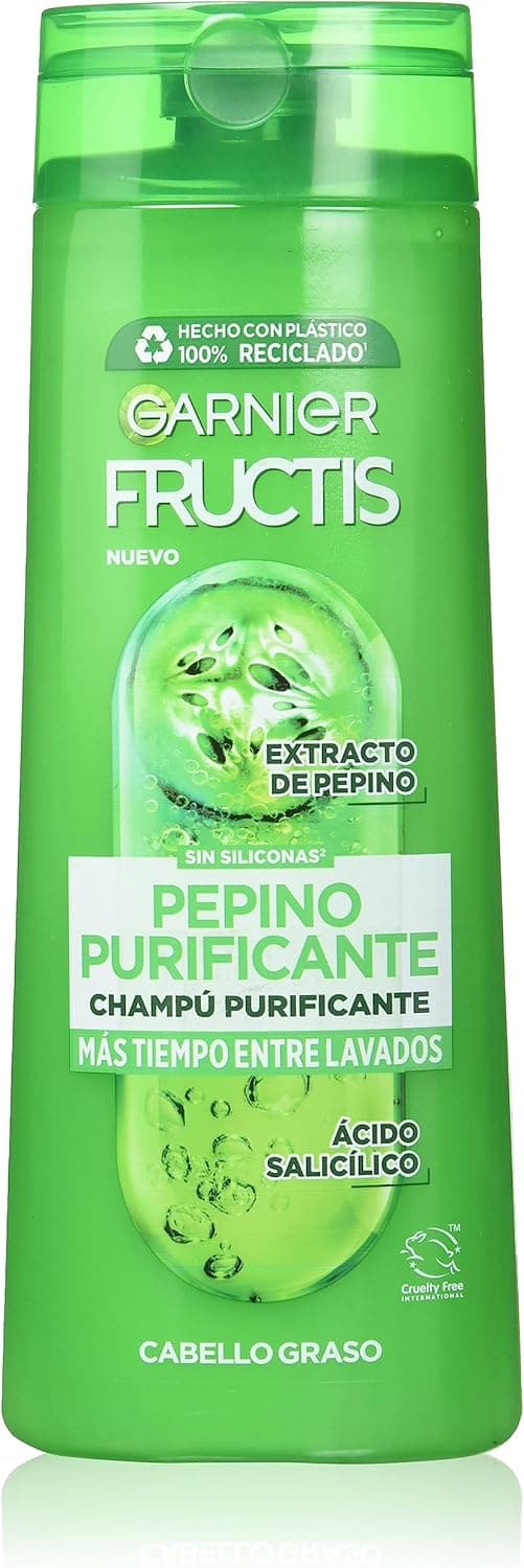 Garnier Fructis Champú Pure Fresh Pepino Purificante, 380ml