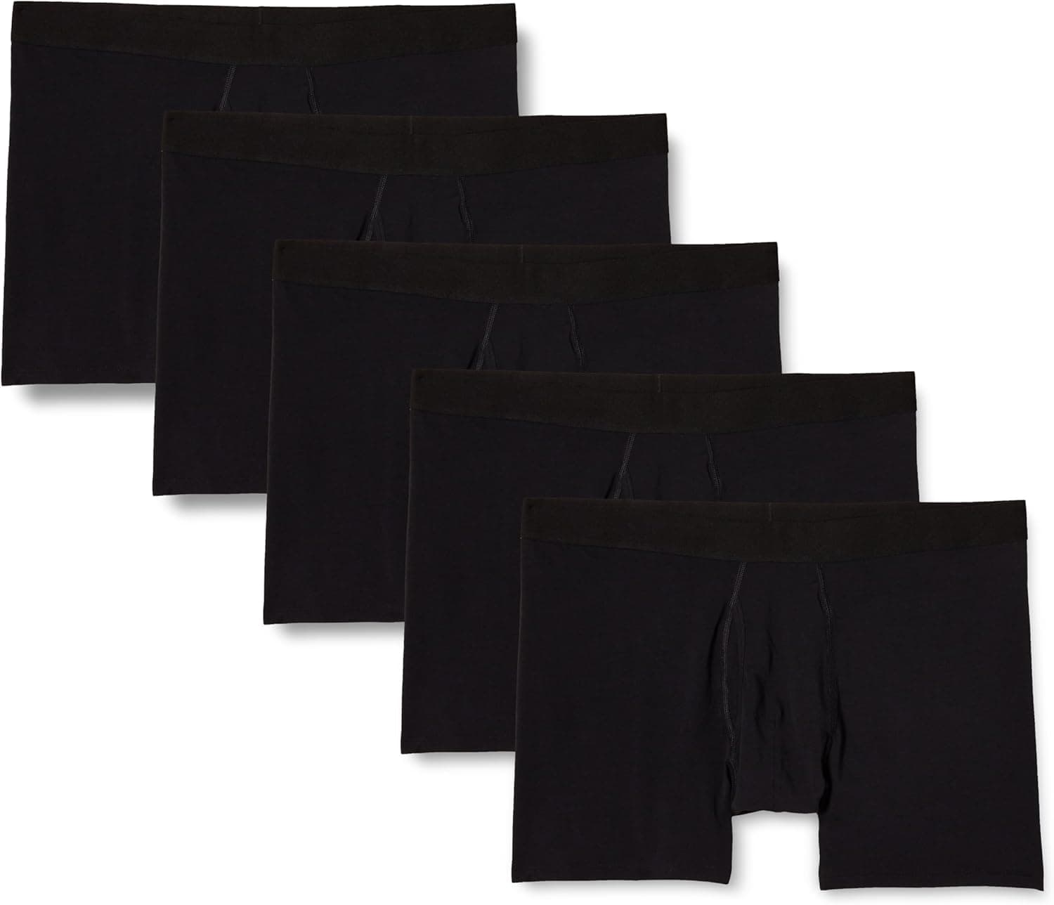Amazon Essentials Cuecas tipo boxers em malha de algodão (disponíveis em tamanhos grandes e longos especiais) para homem, pack de 5