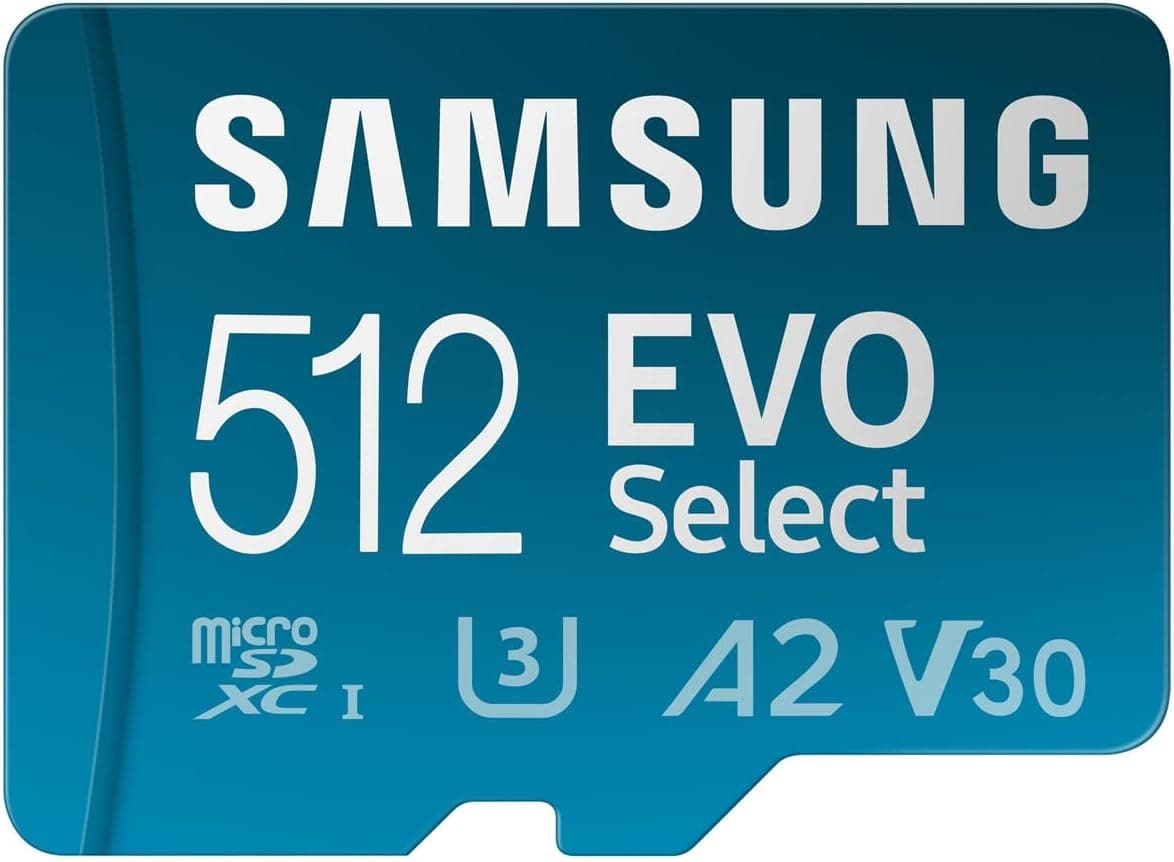 Samsung EVO Select (2024) Cartão microSD adaptador SD, 512 GB, cartão de memória para smartphone e tablet, UHS-I U3, 4K UHD, Full HD, leitura 160 MB/s, MB-ME512SA/EU
