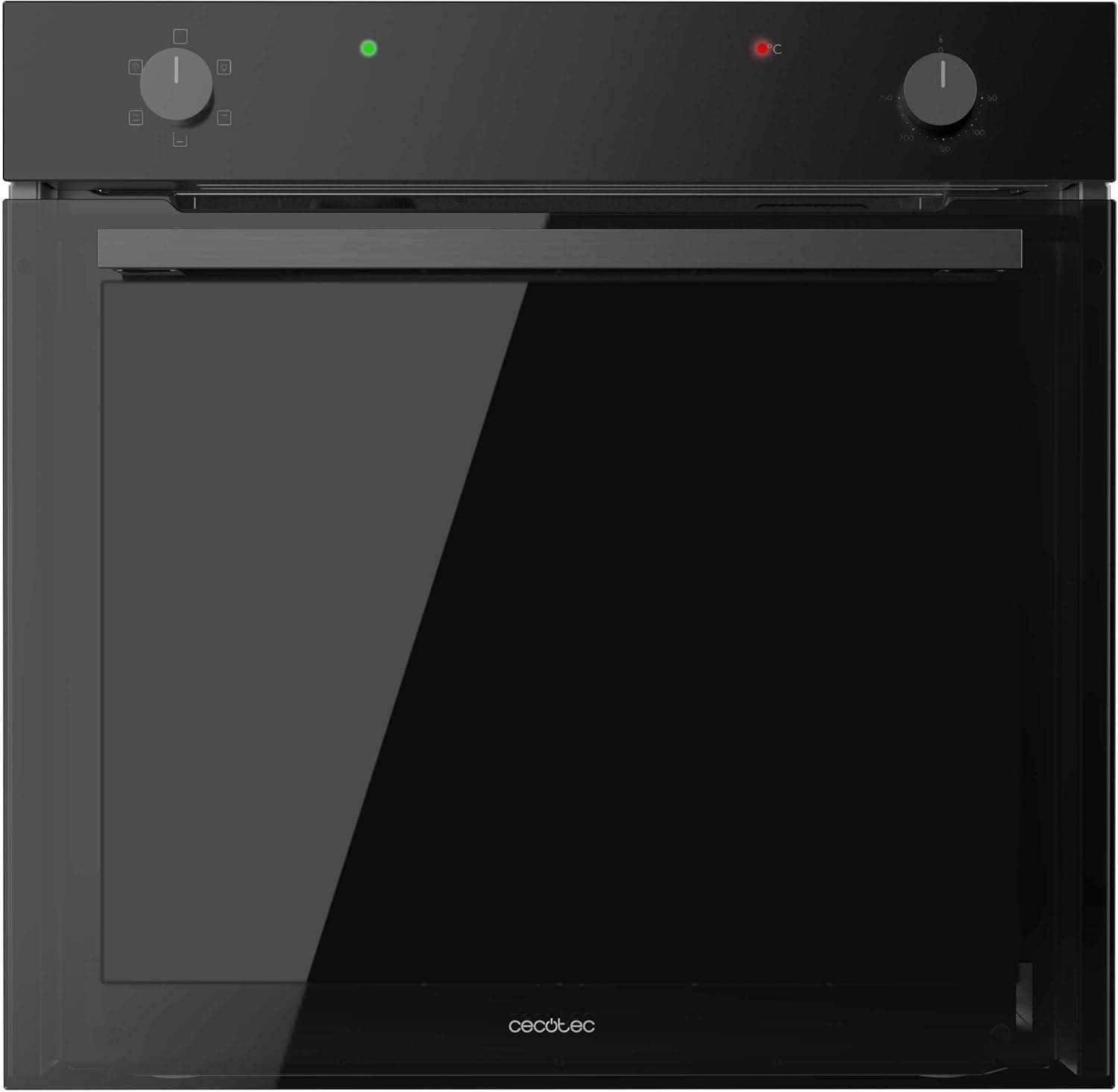 Forno de embutir multifuncional convencional Cecotec Bolero Hexa C126001 Vidro Preto 77L. 2800W, 5 funções, baixo consumo, luz interior, assistência a vapor, vapor EasyClean, porta fria com 2 painéis de vidro