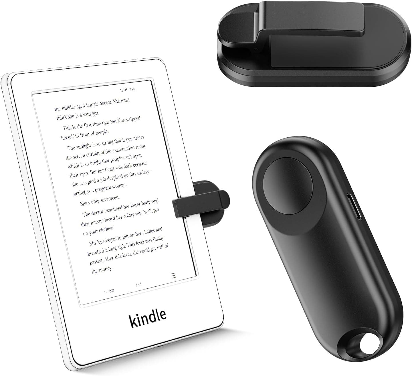 Sycelu RF Controlo remoto de página, viradora de páginas para Kindle Paperwhite leitura Kobo Surface Comics/romances iPhone tablets Android tirar fotos câmara gravação de vídeo remoto