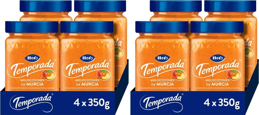 Hero Compota de pêssego da estação, conjunto de 4 x 350 g x2