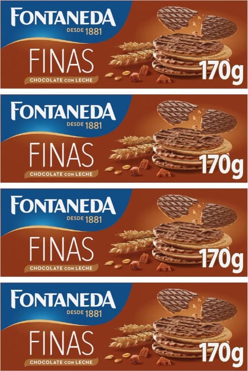 Fontaneda Digestive Fine | Bolachas com chocolate de leite, embalagem de 170 g x 4