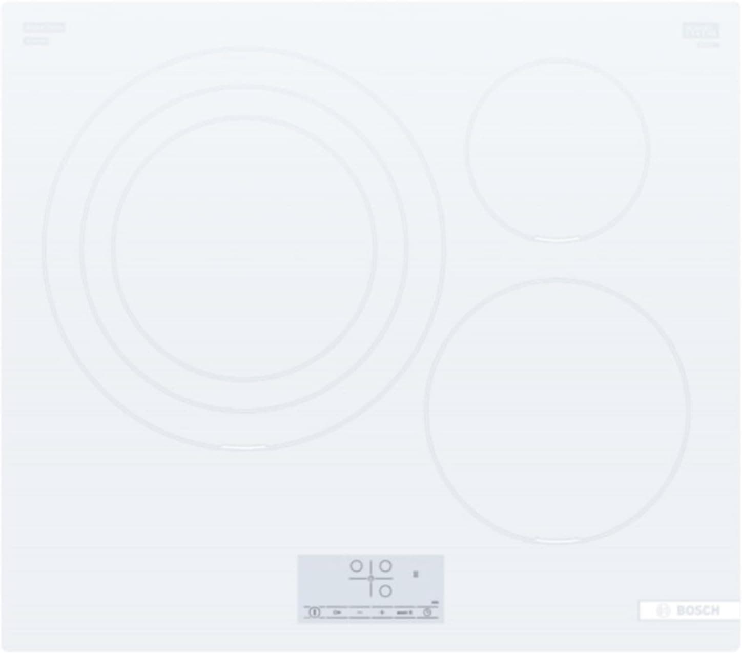 Bosch PID612BB1E, placa de indução - 3 zonas - 60 cm, TouchSelect - grande área de 32 cm - branco/acabamento em vidro