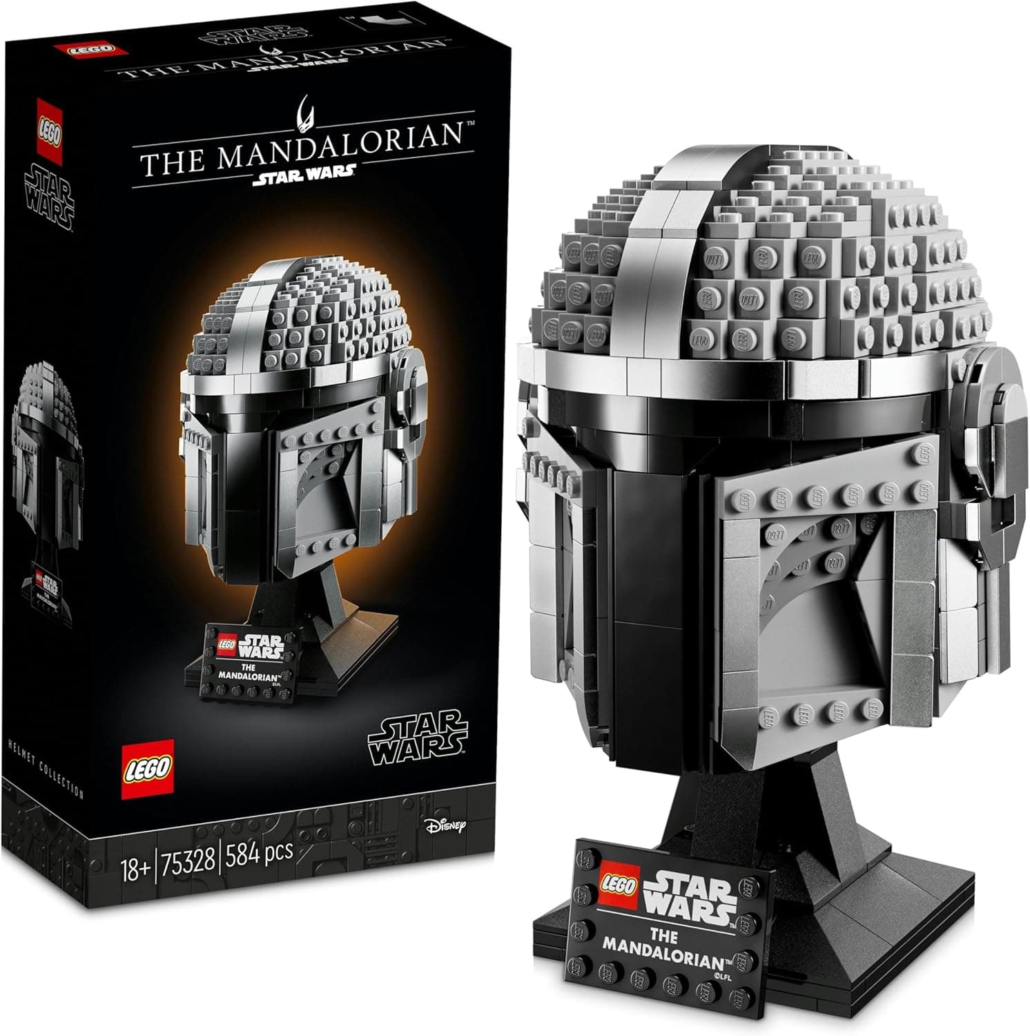 LEGO Star Wars Capacete de mandaloriano, casaco de construção colecionável, decoração para casa e escritório, presente para homens, mulheres e fãs 75328