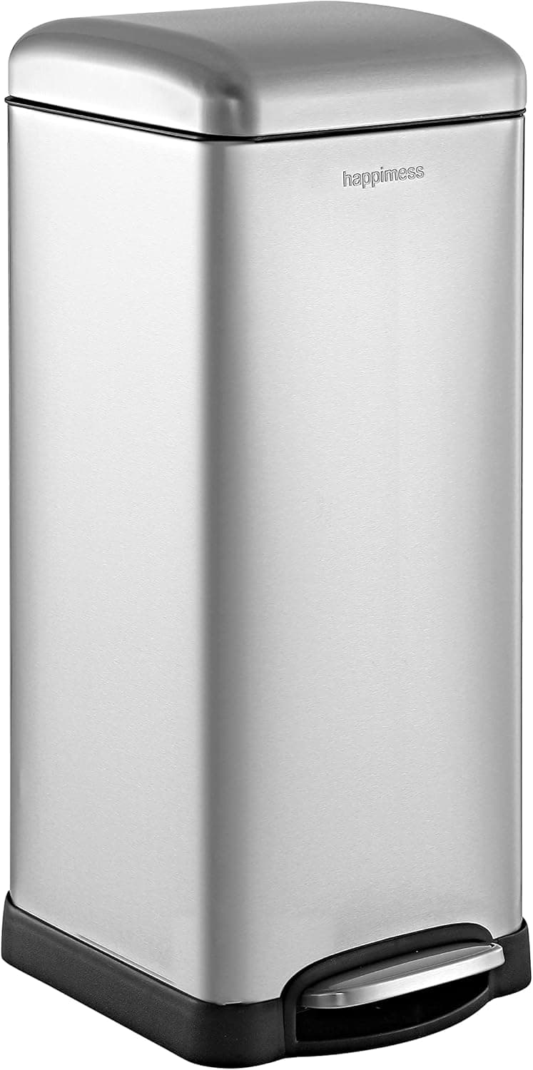 happimess HPM1007D Betty | Caixote do lixo cromado de 30 L com abertura escalonada e fecho suave para cozinha ou lavandaria