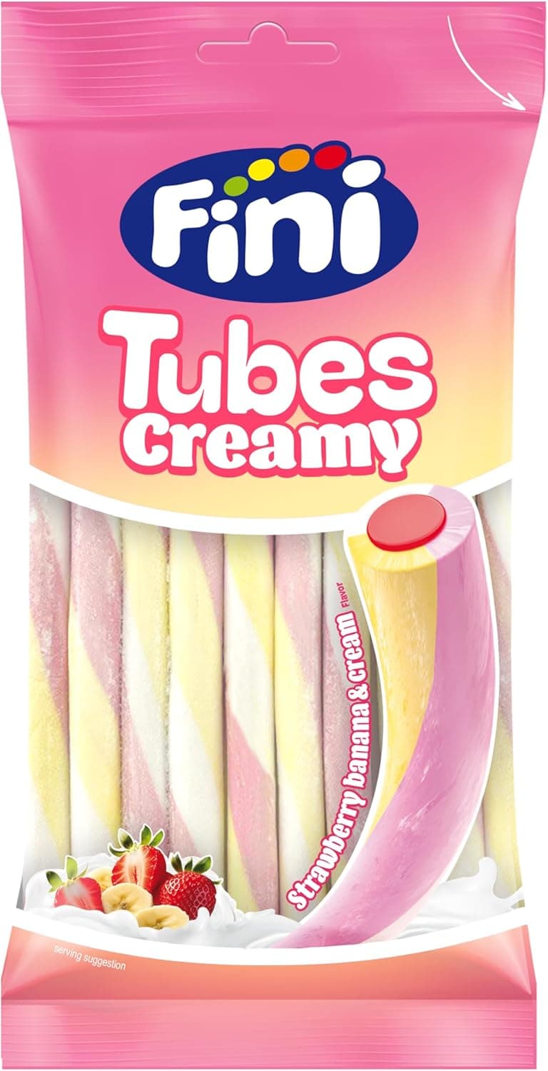 Fini Tuber Creamy | Gomas de alcaçuz com sabor a iogurte de morango e banana em saco de 80 g