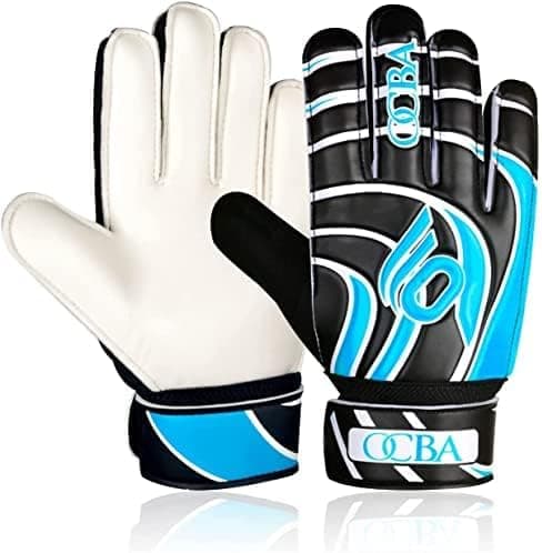 OCBA Luvas de guarda-redes de futebol para crianças com Super Grip Latex, com acolchoado de absorção de impactos, para proteger as palmas e os dedos das crianças 
