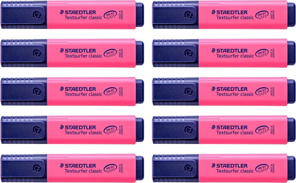 Staedtler Textsurfer 36423 | Marcadores fluorescentes cor-de-rosa com ponta de 4,7 mm, pack de 10 unidades