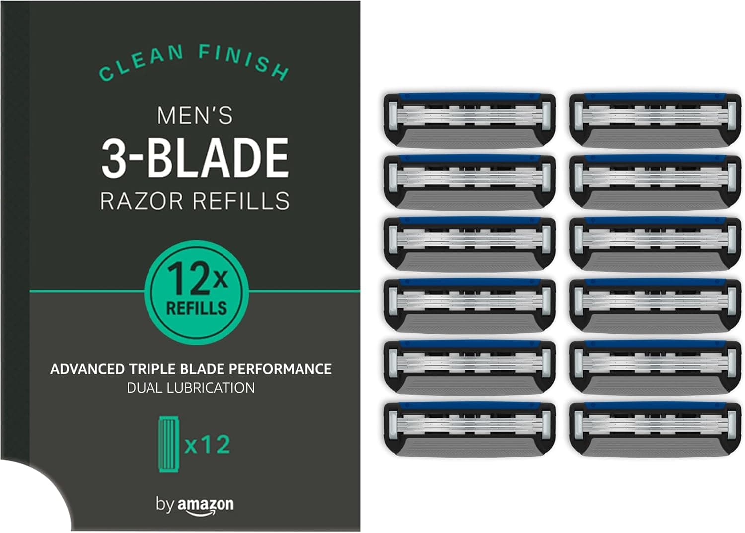 by Amazon Peças sobresselentes de lâminas de lâmina tripla para máquinas de barbear para homem, embalagem de 12