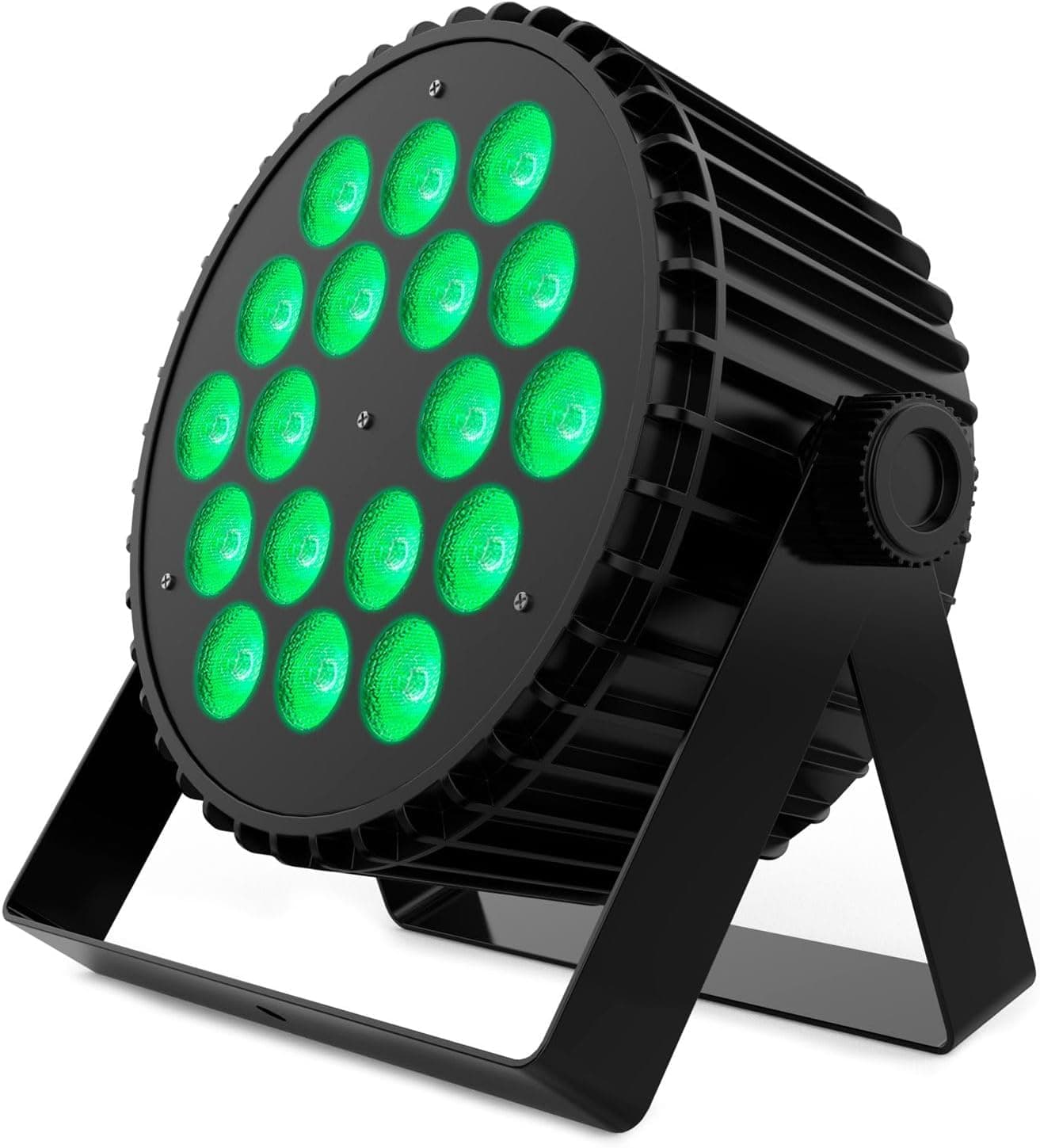 Audibax Dallas 216 - Foco LED para discoteca, holofote profissional de 216 W, equipado com 18 luzes LED RGBW de 12 W, sem cornização com música, modo automático, conexão DMX de 4 ou 8 canais