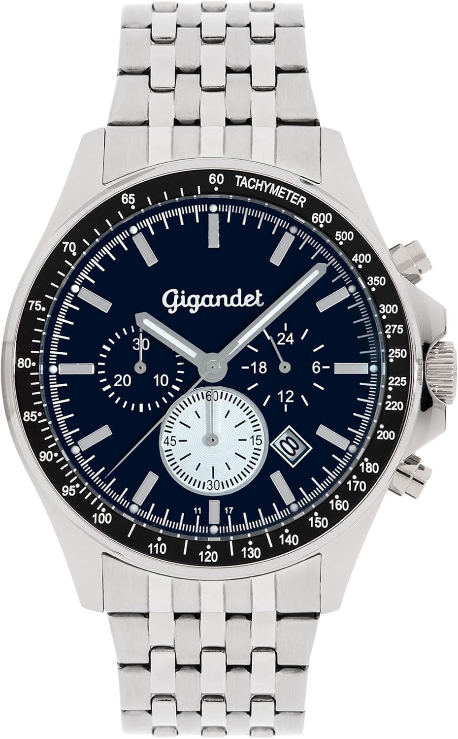 Gigandet Relógio para homem cronógrafo de quartzo analógico com pulseira de aço inoxidável volante G3-014, azul, Volante