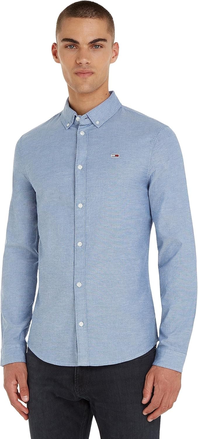 Tommy Jeans Camisa de homem TJM Slim manga comprida