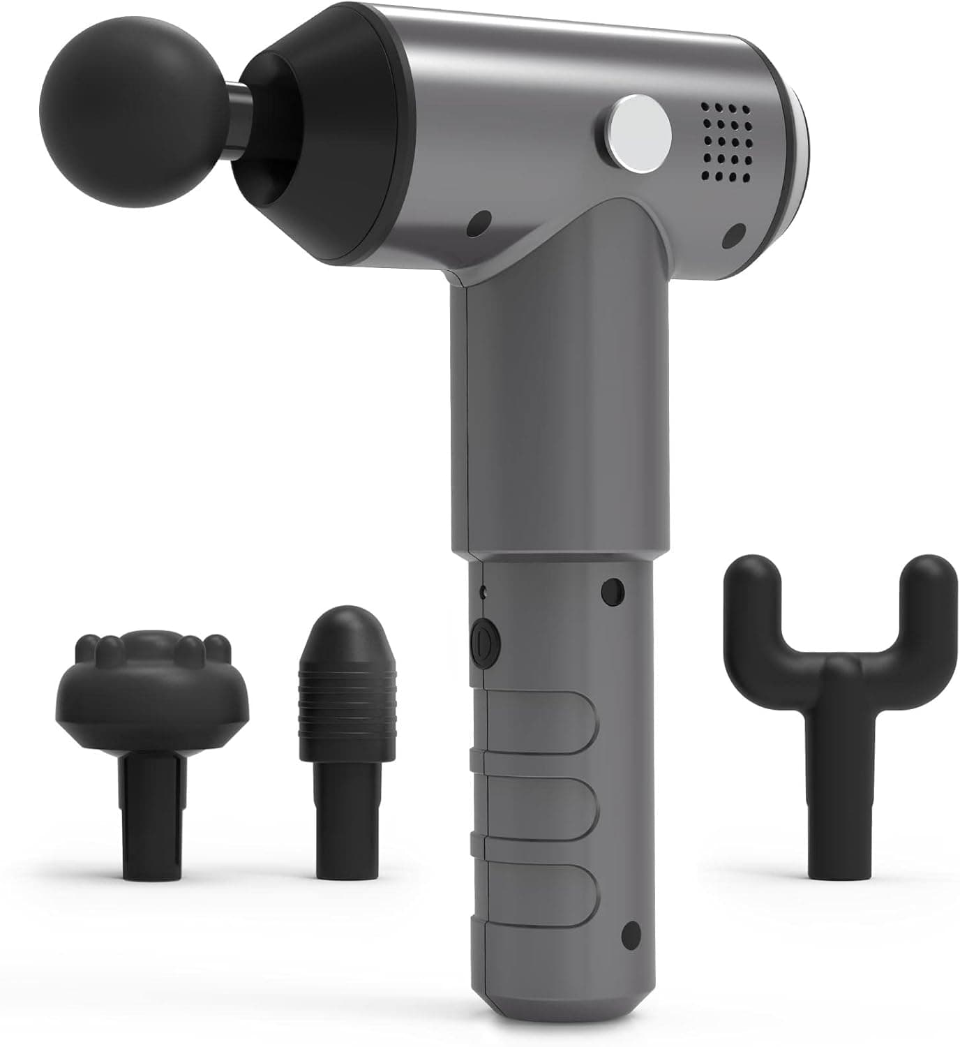 medisana MG 500 Pro Pistola de massagem com 4 cabeças de massagem e 3 poderosos níveis de vibração auto-massagem para ombro, peito, costas com bolsa de armazenamento