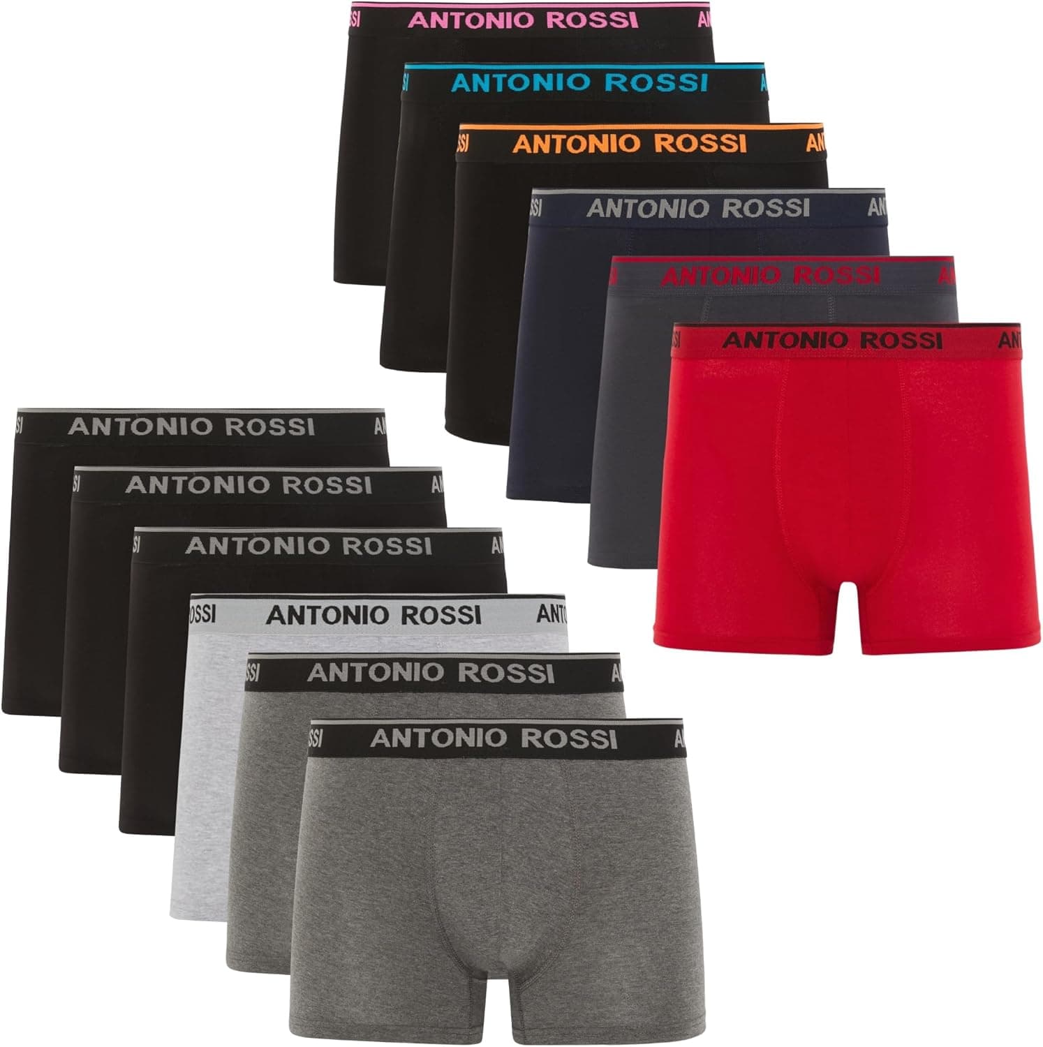Antonio Rossi Pacote de 12 boxers justos para homem - cuecas tipo boxers para homem com cintura elástica - boxers macios e respiráveis para homem para uso diário