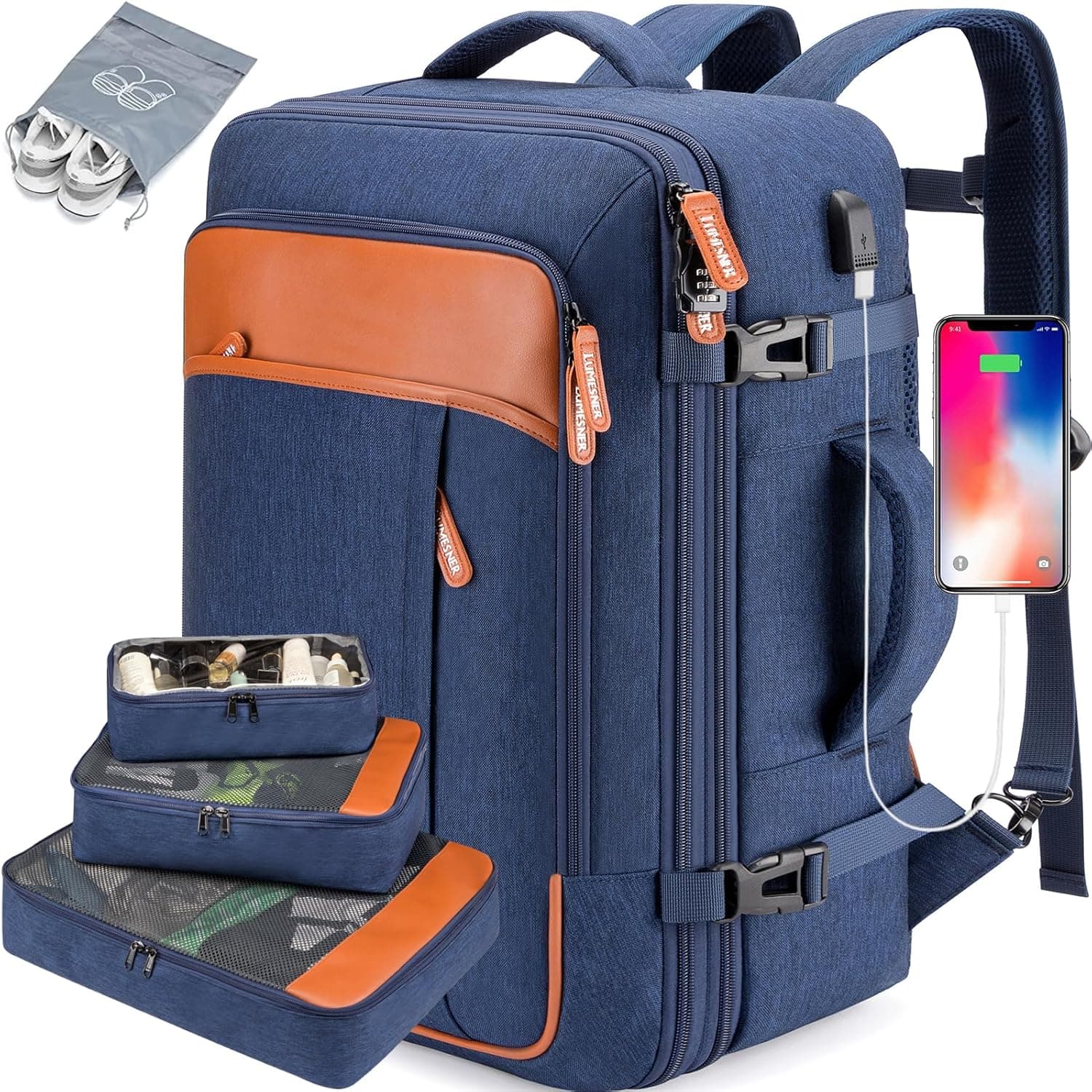 Lumesner Mochila de viagem de 40 L, unissexo