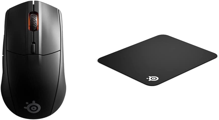 SteelSeries Rival 3 Wireless - rato para jogos - bateria com mais de 400 horas de duração & QcK - tapete de rato para jogos - superfície microtecida exclusiva - otimizada