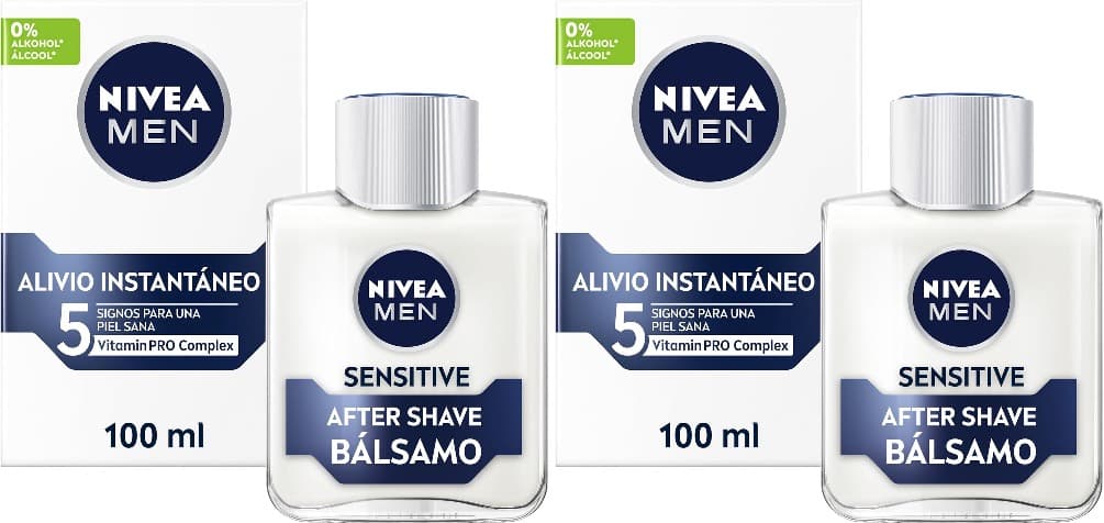 NIVEA MEN Sensitive BSJFS After Shave (1 x 100 ml), para cuidados com a pele sensível, bálsamo anti-irritações com 0% álcool para acalmar a pele instantaneamente x 2