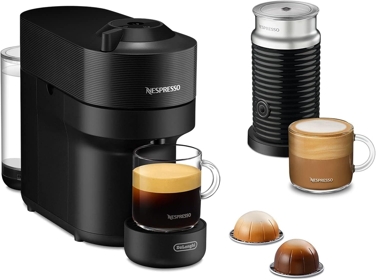 Nespresso De'LSJFS ENV90.BAE Vertuo Pop - Máquina de cápsulas de café máquina de espuma de leite eroccino