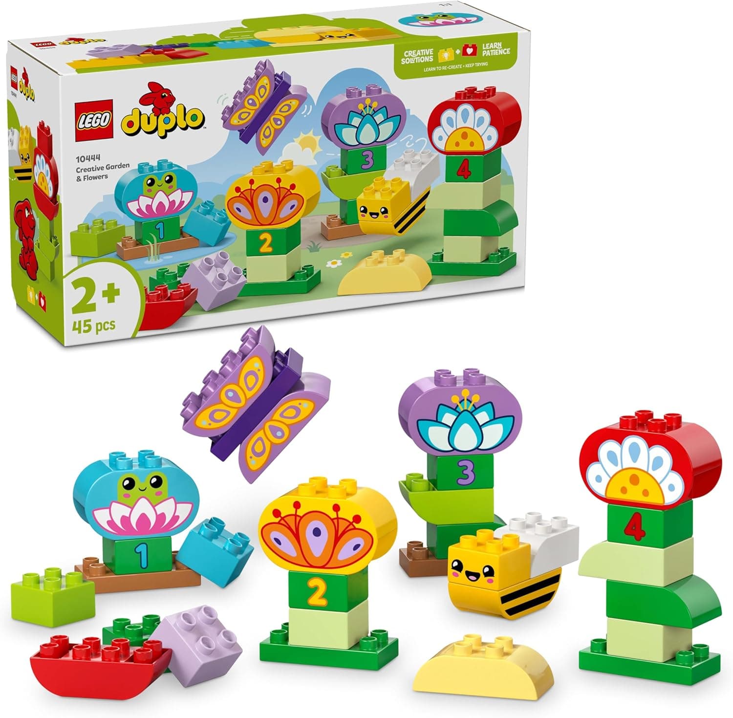 LEGO Duplo Minha cidade jardim e flores criativas brinquedo empilhável - artesanato de Páscoa infantil - jogos educativos com números - brinquedos Montessori para meninos e meninas de 2 anos 10444