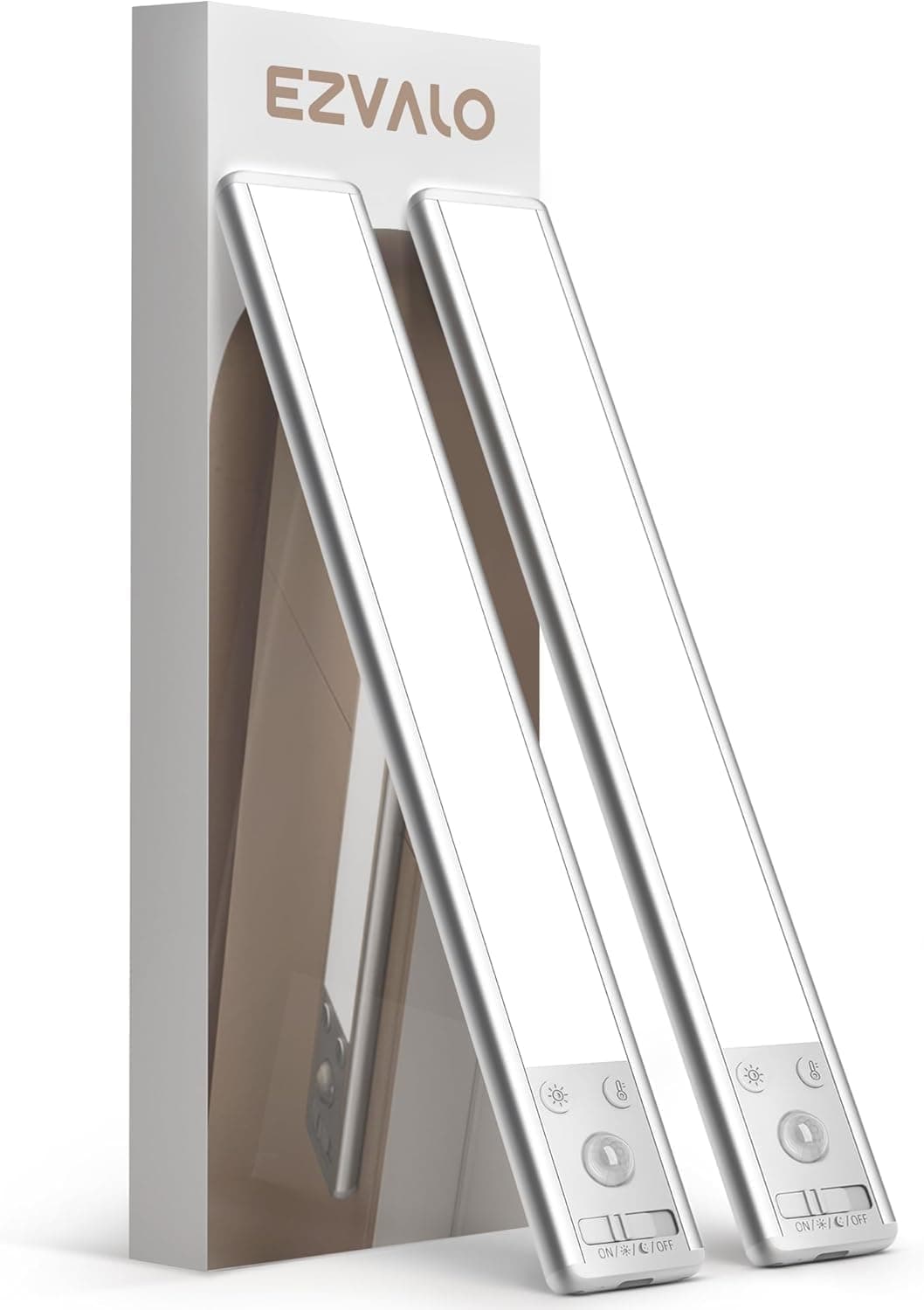Iluminação LED para armários EZVALO de 20 cm, iluminação LED para cozinha sob armários, com sensor de movimento, 3 temperaturas de cor, recarregável com 1600 mAh, luz de corredor