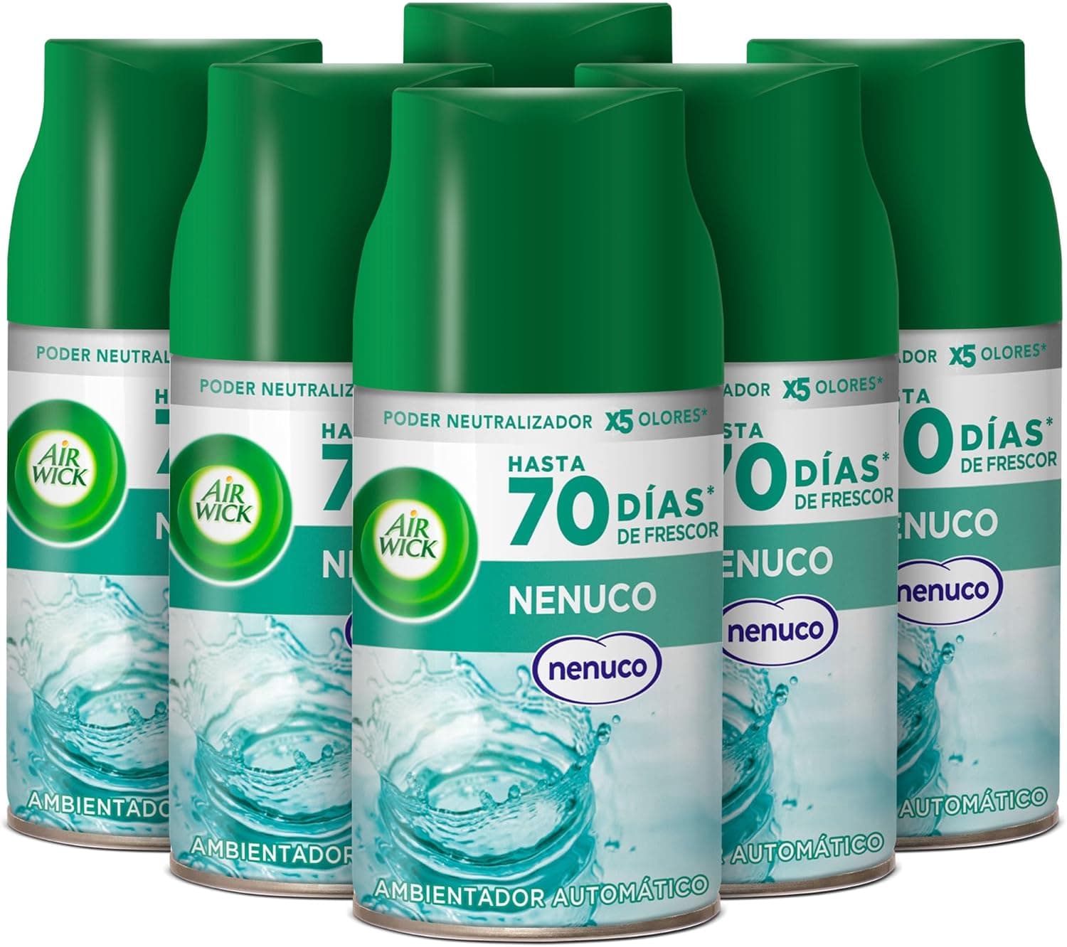 Air Wick Freshmatic Recomendações de ambientador automático com spray, essência para casa com aroma de nenuco - azul, 250 ml (embalagem de 6)