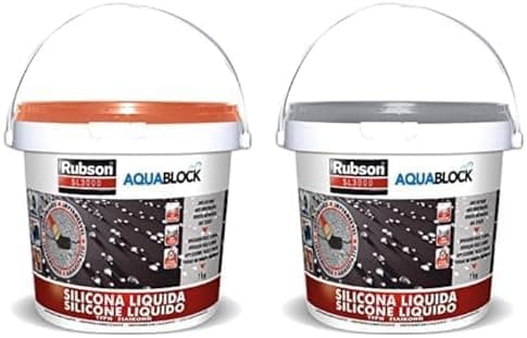 Rubson Aquablock SL3000 | Pack de 2 silicones líquidas impermeabilizantes para prevenir e reparar infiltrações 1 kg cada
