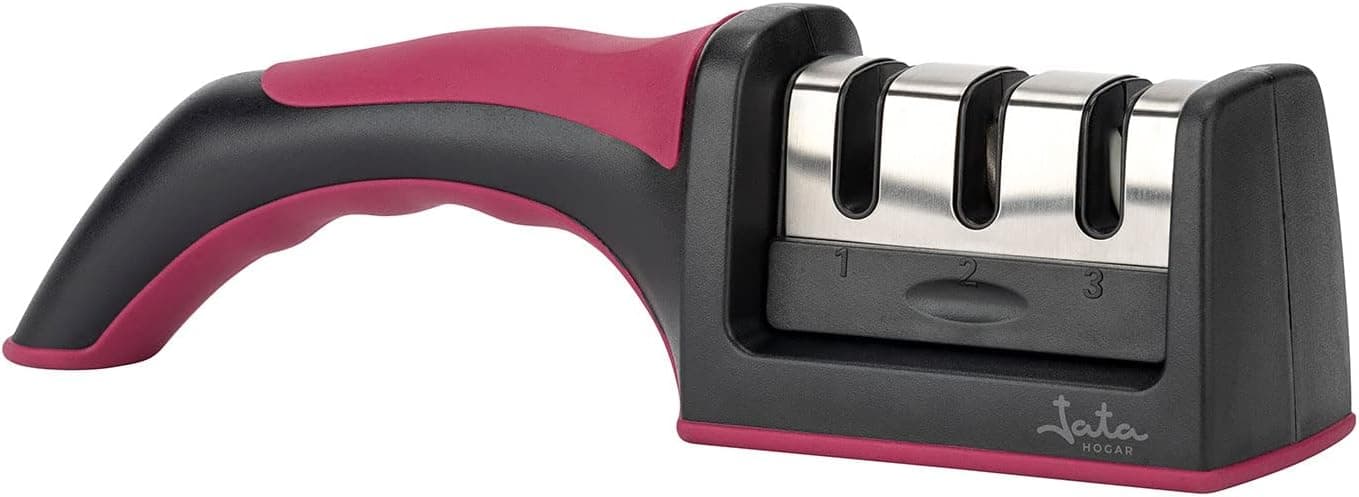 Jata HACC4541 - Afiador de facas profissional, adequado para todos os tamanhos, 3 processos de afiação, cabo e base antiderrapante, manuseio simples e confortável, afiação eficaz