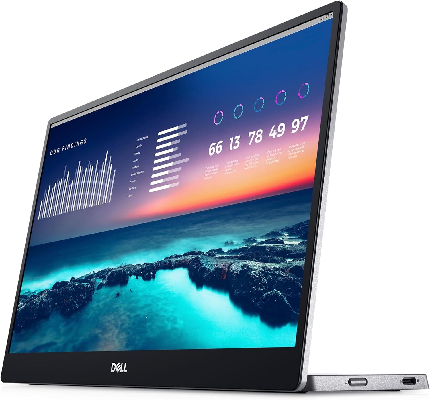 Dell P1424H Full HD de 14" (1920x1080), monitor portátil, 60Hz, IPS, 6 ms, 2X USB-C, prateado