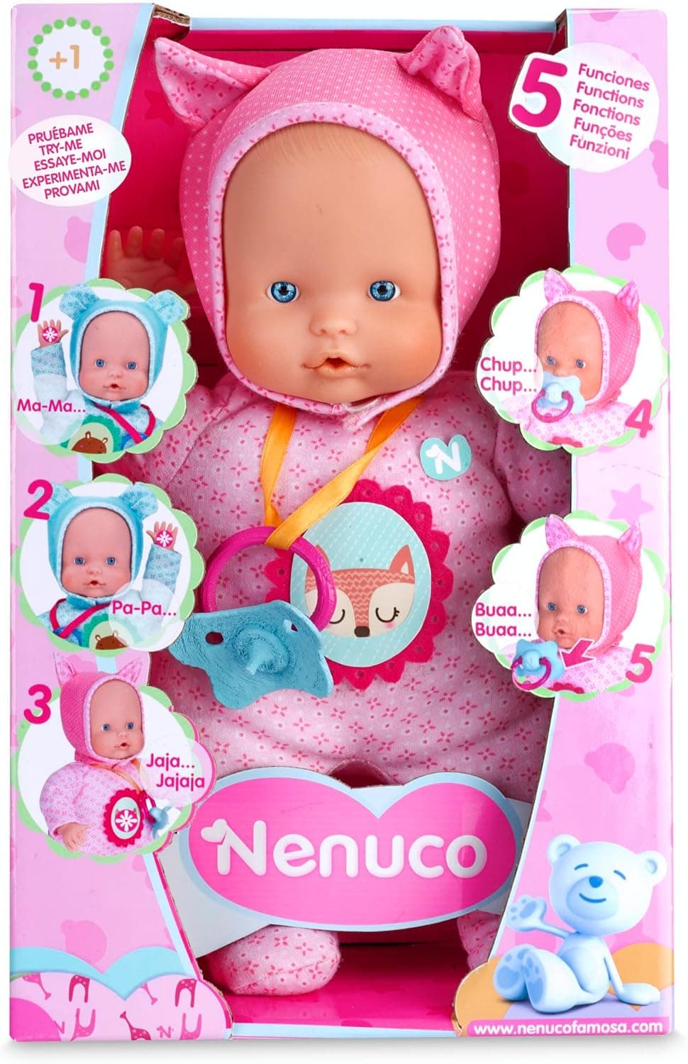 Nenuco - Boneco, branco 5 funções, cor rosa (Famosa 700012664)