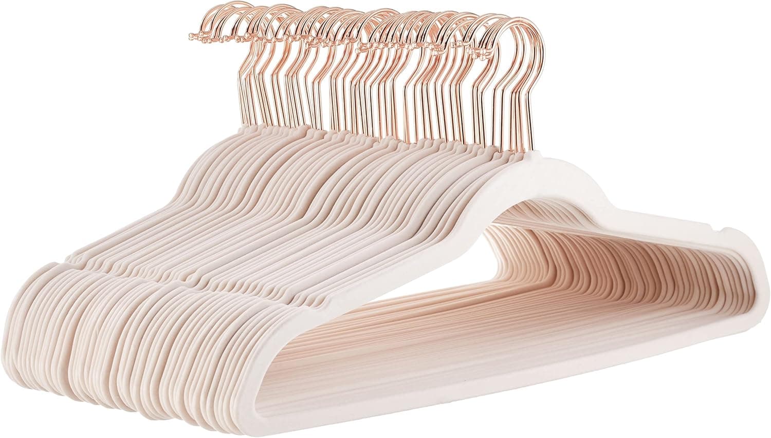 Amazon Basics cabides para roupa, antiderrapantes, finos, com acabamento de veludo, pacote de 50, tom rosa/dourado rosa