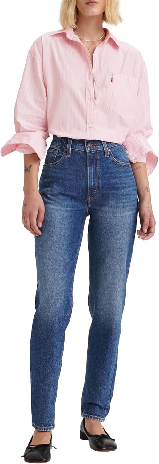 Levi's Calças de ganga de cano alto para mulher, estilo Mom dos anos 80