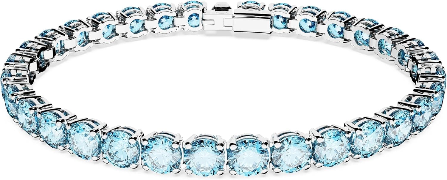 Swarovski Matrix Tennis | Pulseira com cristais azuis e acabamento em ródio