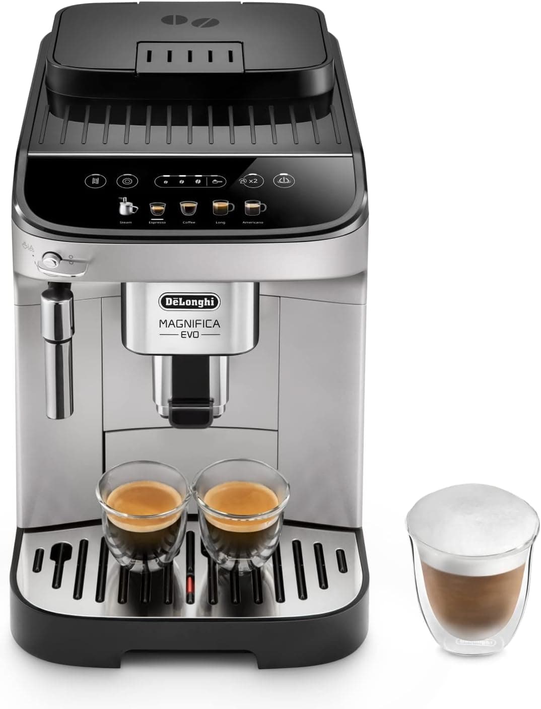 De'Longhi Magnifica Evo Cafeteira superatomática para café e cappuccino, ECAM292.33.SB, 4 receitas, prata