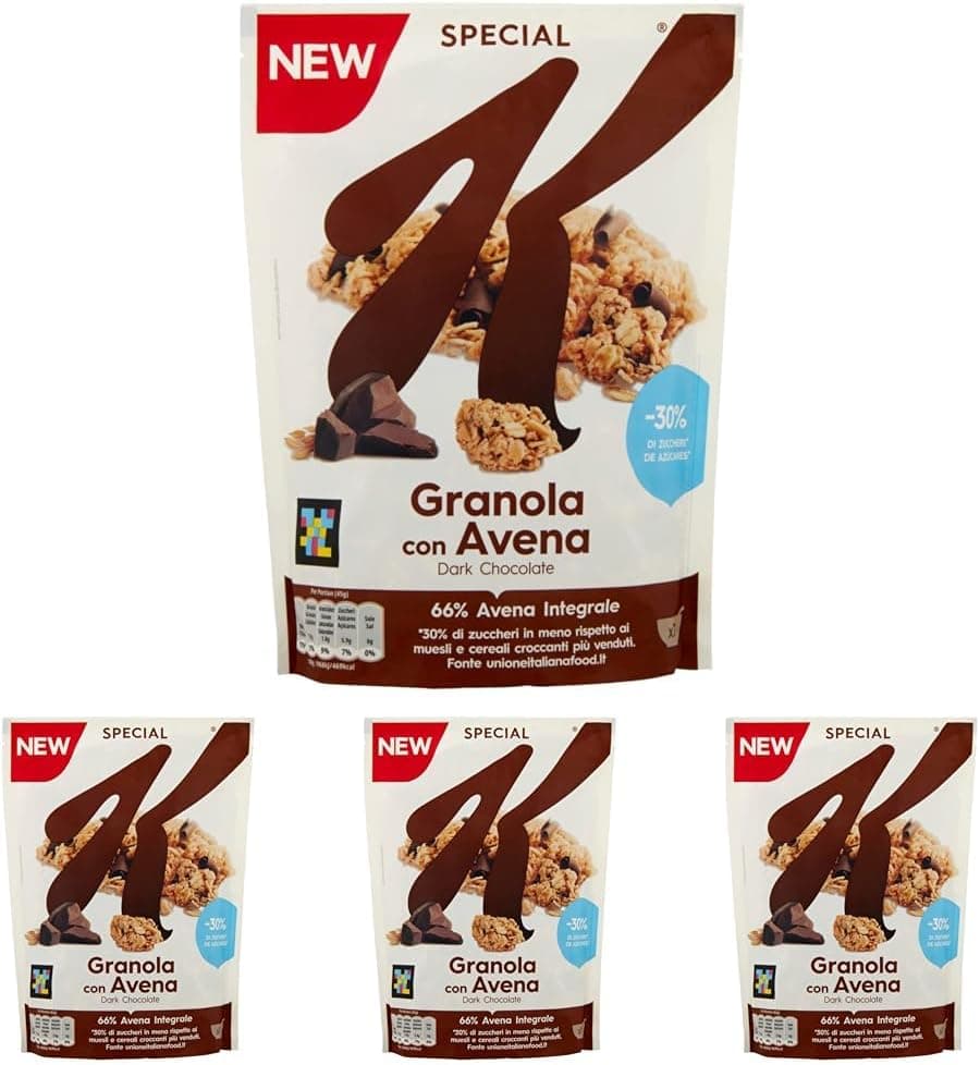 Kellogg's Special K Granola com aveia e chocolate preto 320 g (embalagem de 4)