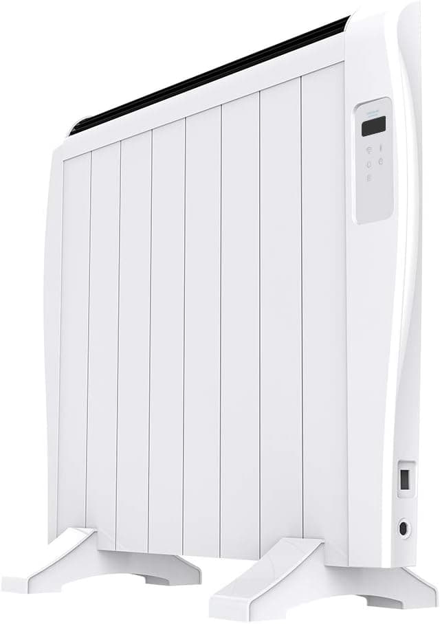 Cecotec Radiador elétrico de baixo consumo Ready Warm 1800 Thermal Connected 8 elementos, 1200 W, parede ou pé, temporizador, controlo remoto, ecrã LCD, controlo Wi-Fi