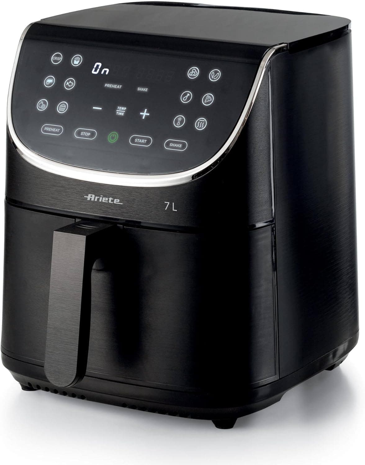 Ariete Frigideira de ar 7L 4627, fritadeira de ar 7L, temporizador de 60 minutos, LCD e ecrã tátil com 12 modos de cozinha, função máxima de crisp, temperatura máxima de 200°C, 1700W, preto