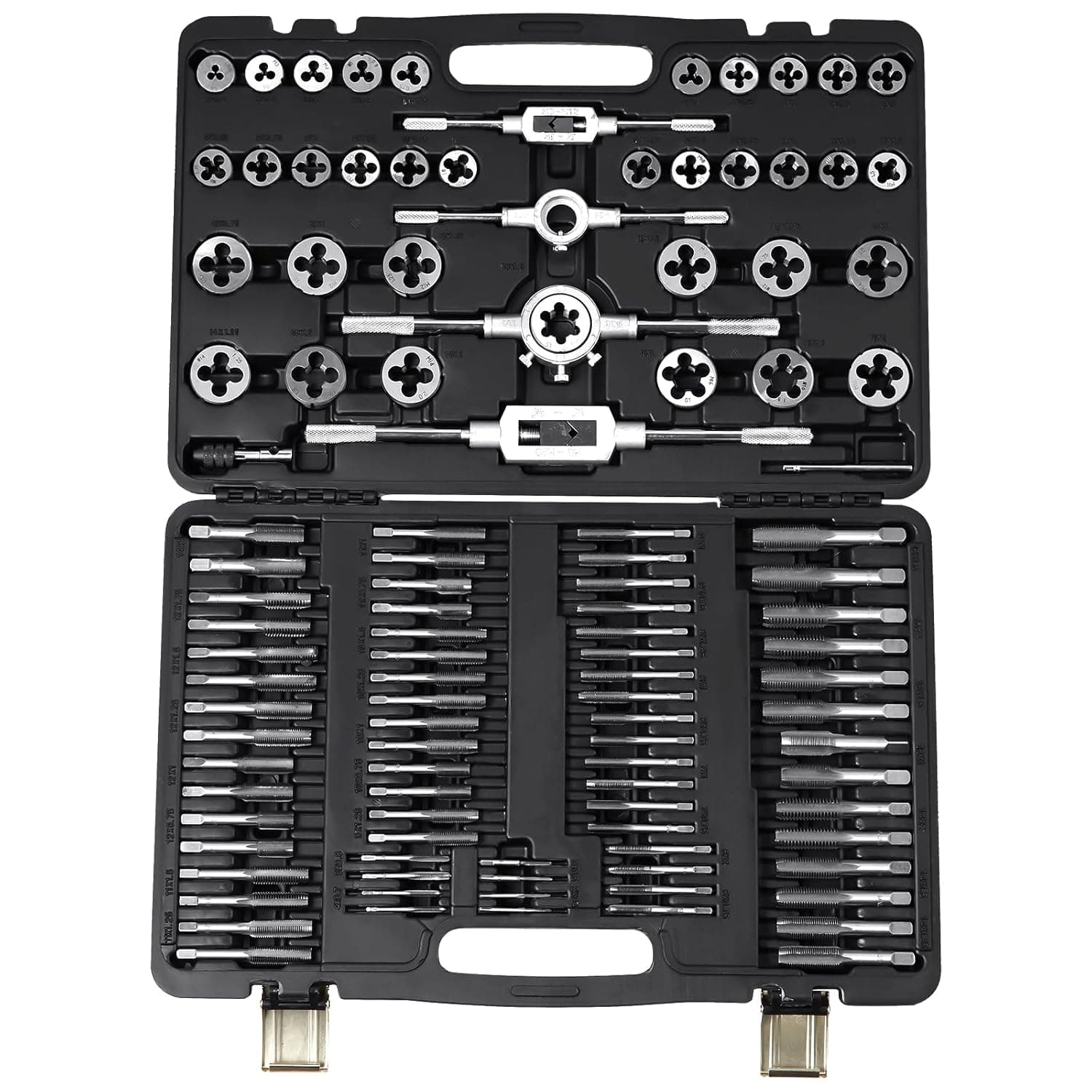 VEVOR Tap and Die Set 110 Pieces Metric Size M2 to M18 Tap and Die Kit with Portable Carrying Case Tools for Construction Car Repair Plumbing