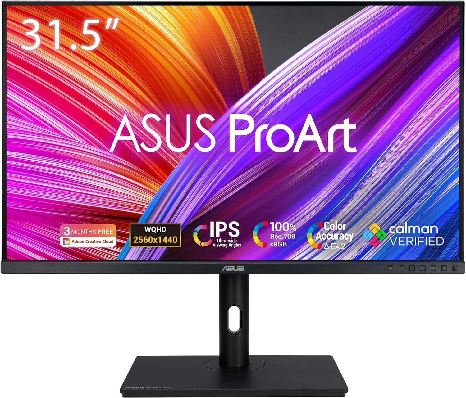 Asus ProArt Display PA328QV Monitor profissional (31,5 polegadas, IPS, WQHD (2560 x 1440), 100% sRGB, 100% Rec.709, precisão de cor MUZZANOE < 2, calman verified, peana Ergonômica) Preto
