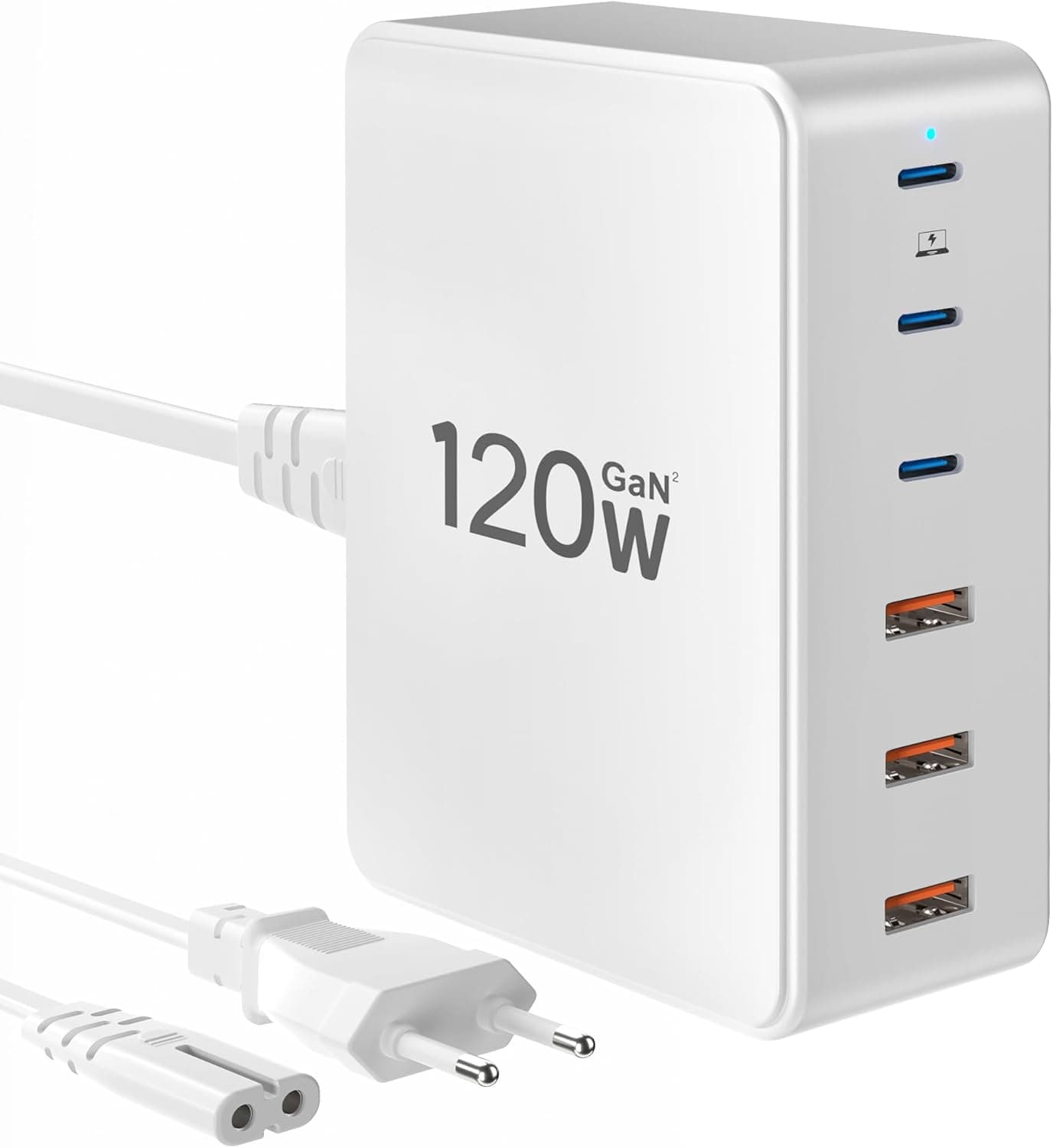 ssouwao 120W GAN | Carregador de parede com 6 portas USB para portátil e smartphone